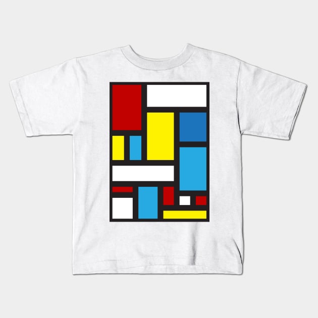 Mondrian Inspired Blocks Kids T-Shirt by imlying